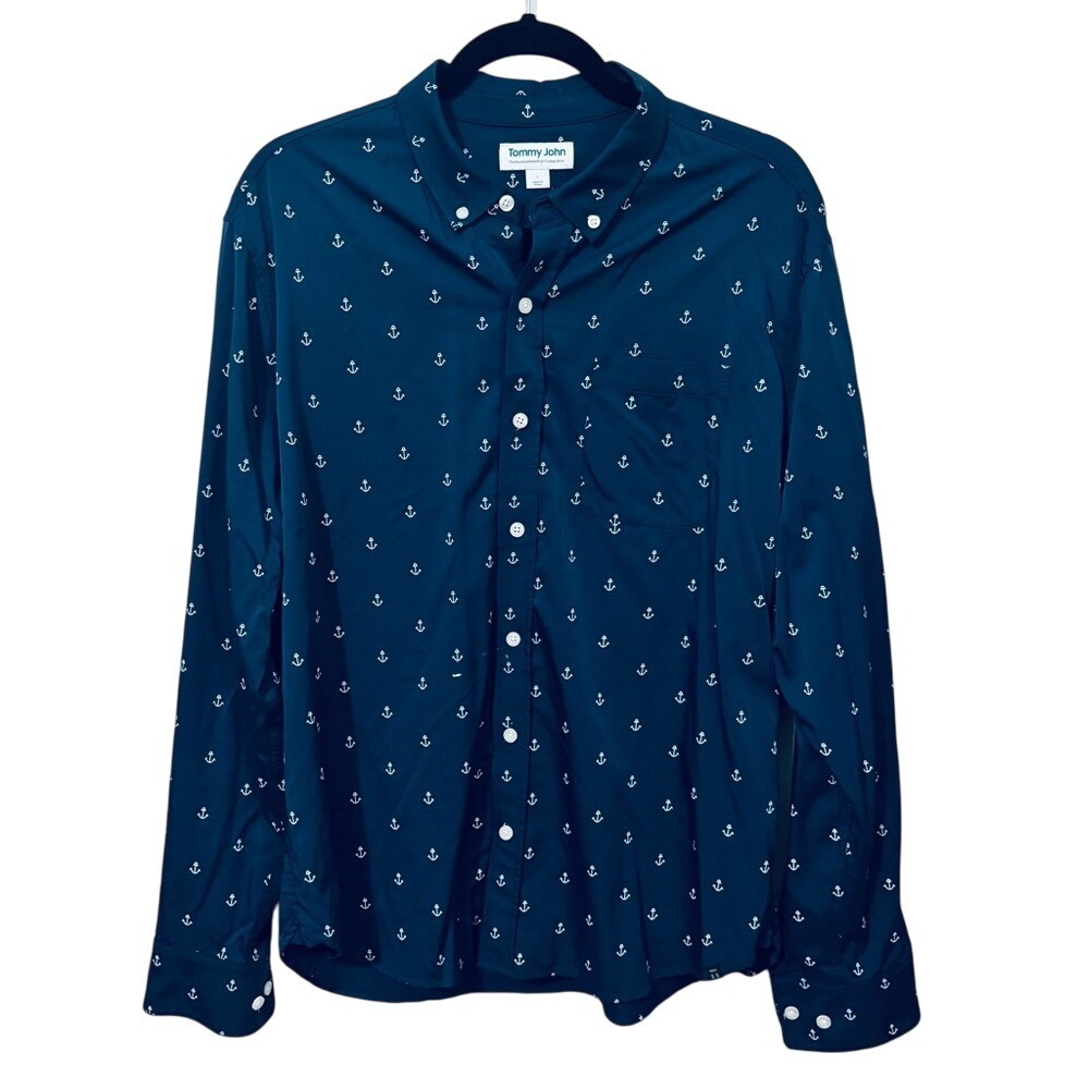Tommy John The Go Anywhere Un-Tucked Shirt Anchors Long Sleeves Full Button Down